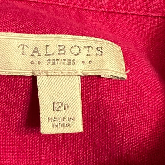 Talbots Women's Top Button Down Shirt Pink Linen Size 12P Long Sleeve - Picture 3 of 9